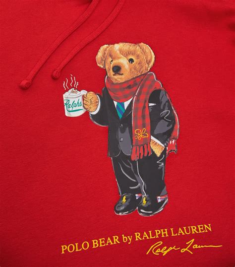 polo bear red hoodie|ralph lauren hoodie with bear.